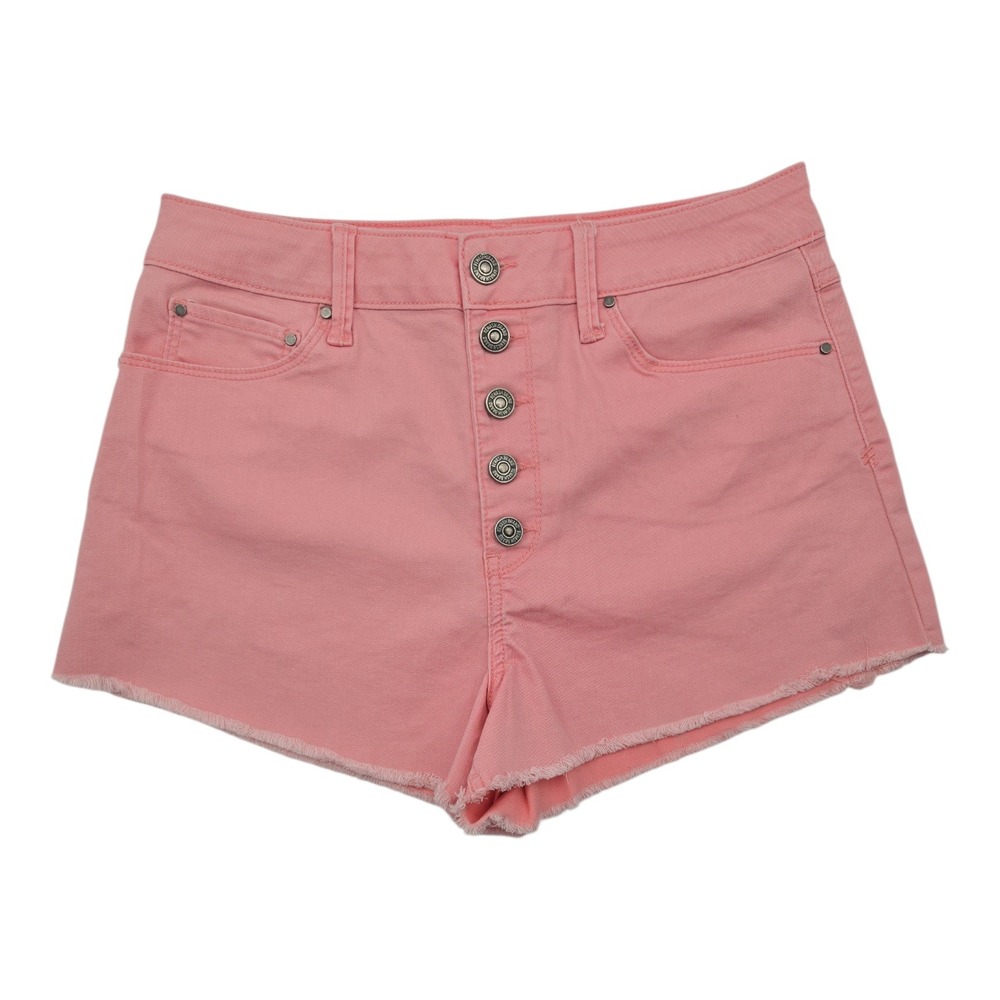 Rewash Pink Denim Button Fly Frayed Hem Shortie Shorts Women's Size‎ 29 Cute